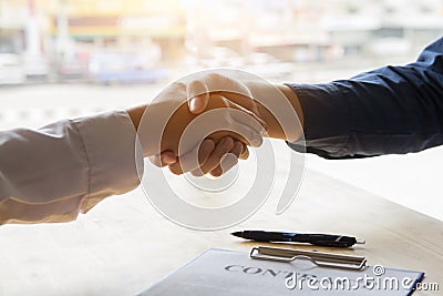 Group asia businessman together create a mutually beneficial business relationship. Stock Photo