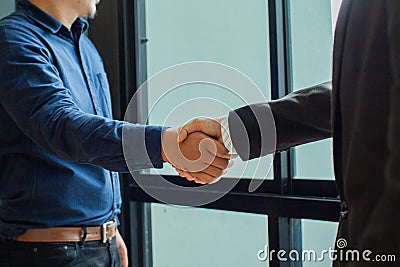 Group asia businessman together create a mutually beneficial business relationship. Stock Photo