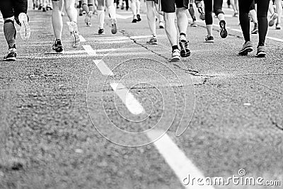 Group of athletes at the Marathon in Madrid Editorial Stock Photo