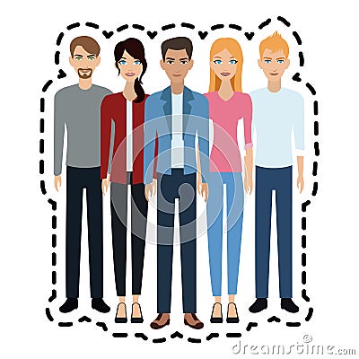 group of atractive men and women icon image Cartoon Illustration