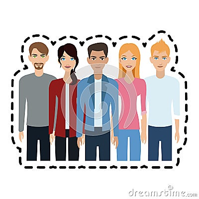 group of atractive men and women icon image Cartoon Illustration