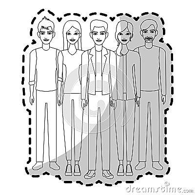 group of atractive men and women icon image Cartoon Illustration