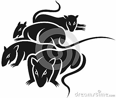 Group of bad rats Vector Illustration