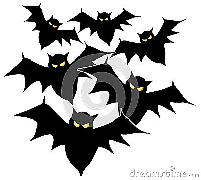 A Group of Bats Flying in For a Halloween Fright Vector Illustration