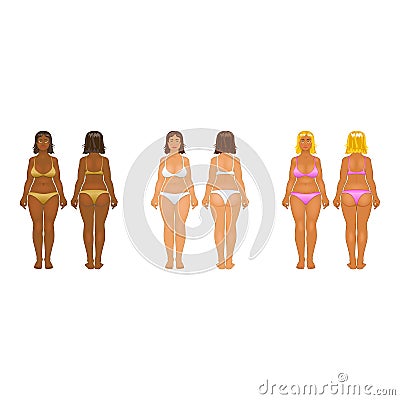 Group of beautiful girls in bikini - vector illustration Cartoon Illustration