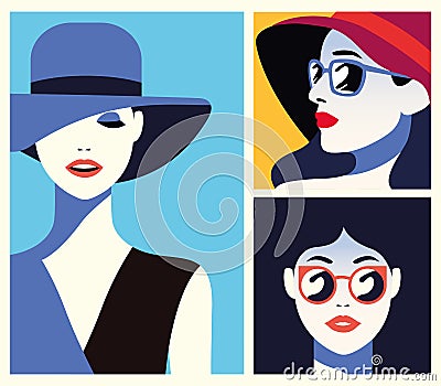 Group of beautiful women fashionable characters Vector Illustration