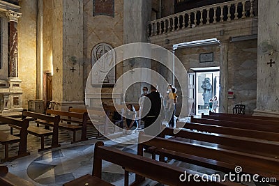 A group of believers visit the Stella Maris Monastery which is located on Mount Carmel in Haifa city in northern Israel Editorial Stock Photo