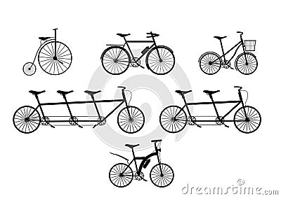 Group of Bicycle silhouettes,Vector illustrations Stock Photo