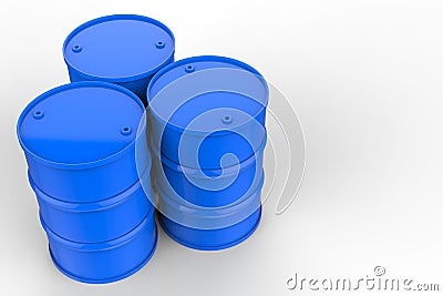 Group of blue oil barrels Stock Photo
