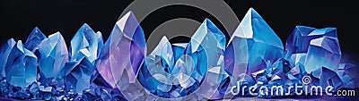 a group of blue and purple crystals Stock Photo