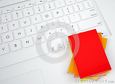 Group books on the keyboard Stock Photo