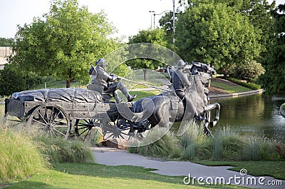 Group Bronze sculpture in Centennial Land Run Monument Editorial Stock Photo