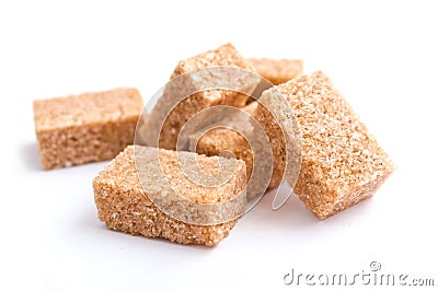 Group of brown cane sugar cubes Stock Photo