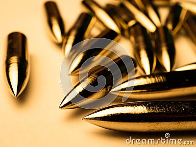 Close up picture of group of bullets shoot on an isolated background Stock Photo