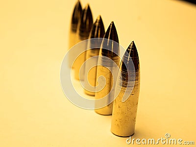 Close up picture of group of bullets shoot on an isolated background Stock Photo