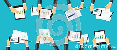 Group business analytic graph report . business investment planning Vector Illustration