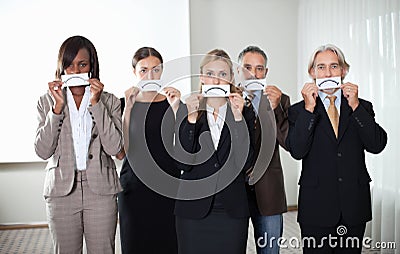 Group of business executives with sad emotions Stock Photo