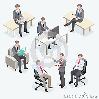 Group of business man isometric design. Vector Illustration