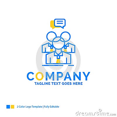 group, business, meeting, people, team Blue Yellow Business Logo Vector Illustration