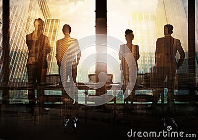 Group of business partner looking for the future. Concept of corporate and startup Stock Photo