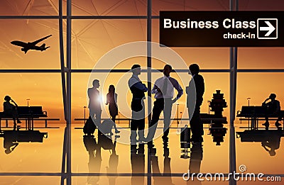 Group Of Business People In The Airport Stock Photo