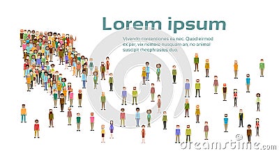 Group of Business People Arrow Big Crowd Businesspeople Mix Ethnic Diverse Vector Illustration