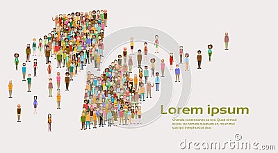 Group of Business People Arrow Big Crowd Businesspeople Mix Ethnic Diverse Vector Illustration