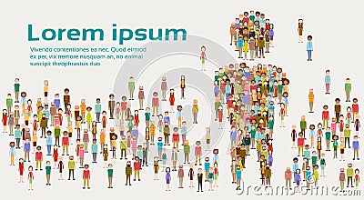 Group of Business People Big Crowd Businesspeople Mix Ethnic Diverse Vector Illustration