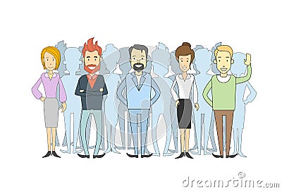 Group of Business People Casual Crowd Man and Woman Vector Illustration