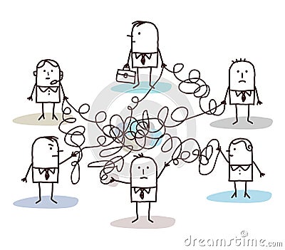 Group of business people connected by messy lines Vector Illustration