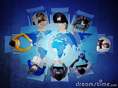 Group of Business People Discussing Global Issues Stock Photo