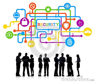 Group of Business People Discussing About Network Security Stock Photo