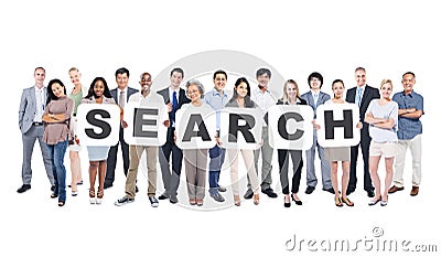 Group Of Business People Holding Placards Forming Search Stock Photo