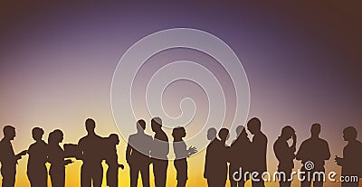 Group Business People Interaction Silhouette Concept Stock Photo