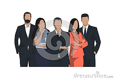 Group of business people, isolated vector iilustration, men and women, flat design Vector Illustration