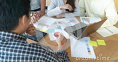 Group of business people meeting with colleagues in meeting room and discussion sales conversation And business trends To increase Stock Photo