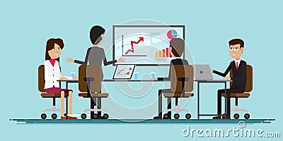 Group business people meeting room characters Vector Illustration