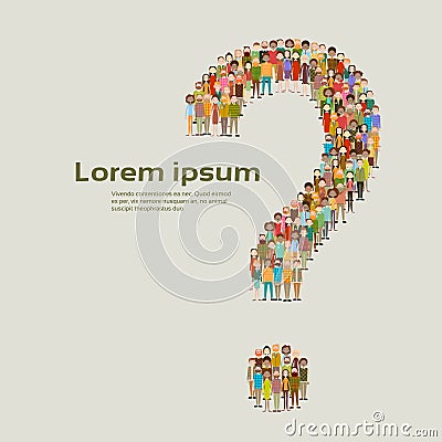 Group of Business People Question Mark Big Crowd Businesspeople Mix Ethnic Diverse Vector Illustration