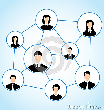 Group of business people, social relationship Vector Illustration