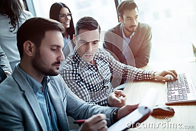 Group of business people and software developers working Stock Photo