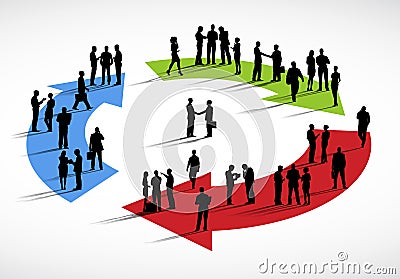 Group of Business People Standing Discussion Cycle Concept Stock Photo