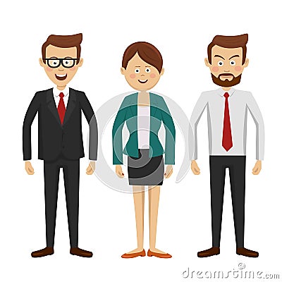 Group of business people standing full length on white Vector Illustration