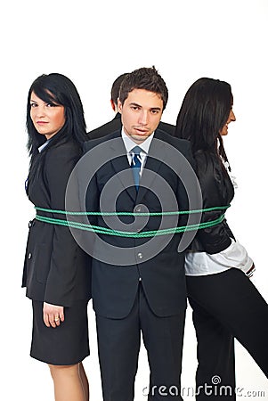 Group of business people tied up Stock Photo