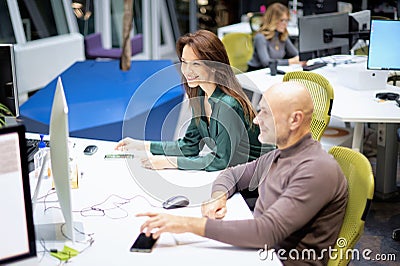 Group of business people using computer and working together in a modern office Stock Photo
