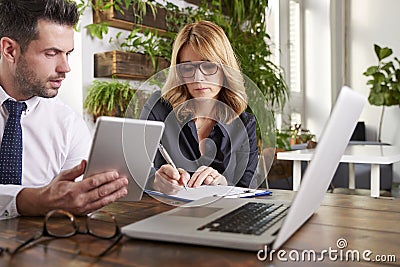 Group of business people working together in the office Stock Photo