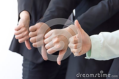 Group of Business show dislike or unlike thumbs down hand Stock Photo