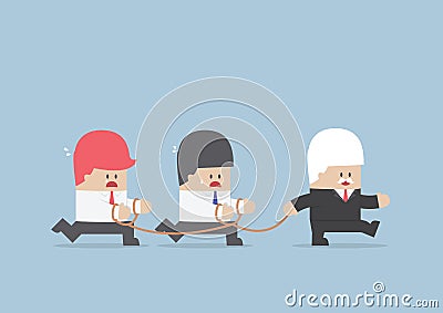 Group of business slave following businessman Leader Vector Illustration