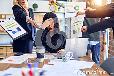Group of business workers working together Stock Photo
