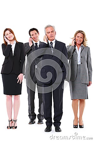 Group of businessmen with mobile Stock Photo