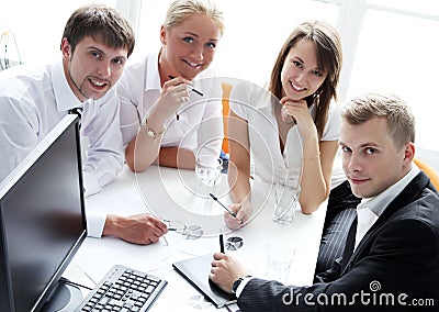 Group of businesspeople on meeting Stock Photo